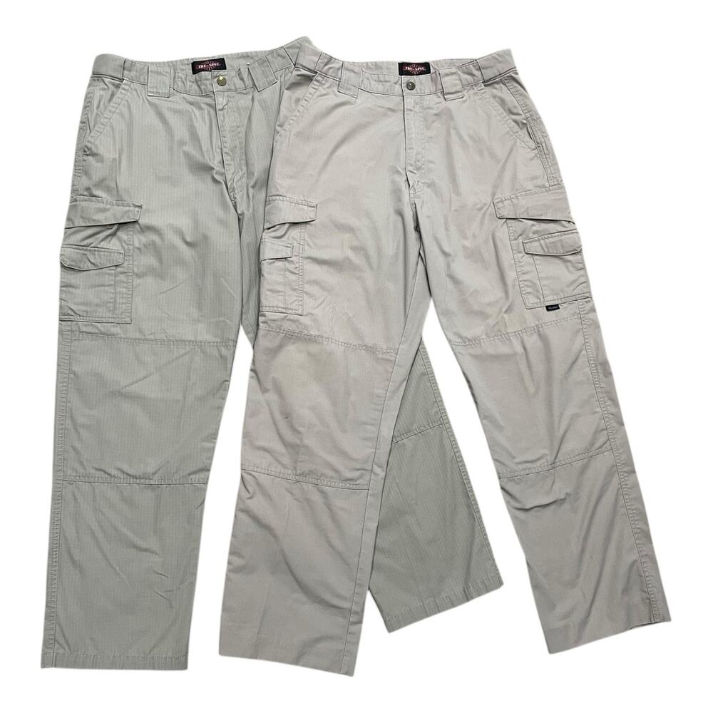 Lot of 2 Tru Spec Cargo Pants Mens 34 Khaki Utility Tactical Ripstop Double Knee